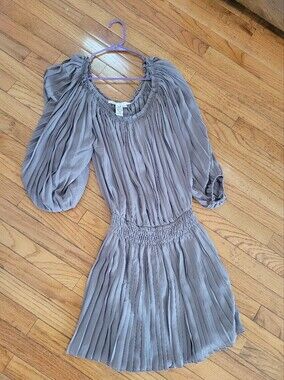 Max Studio Pleated Smocked Waist Women's Top - Gray